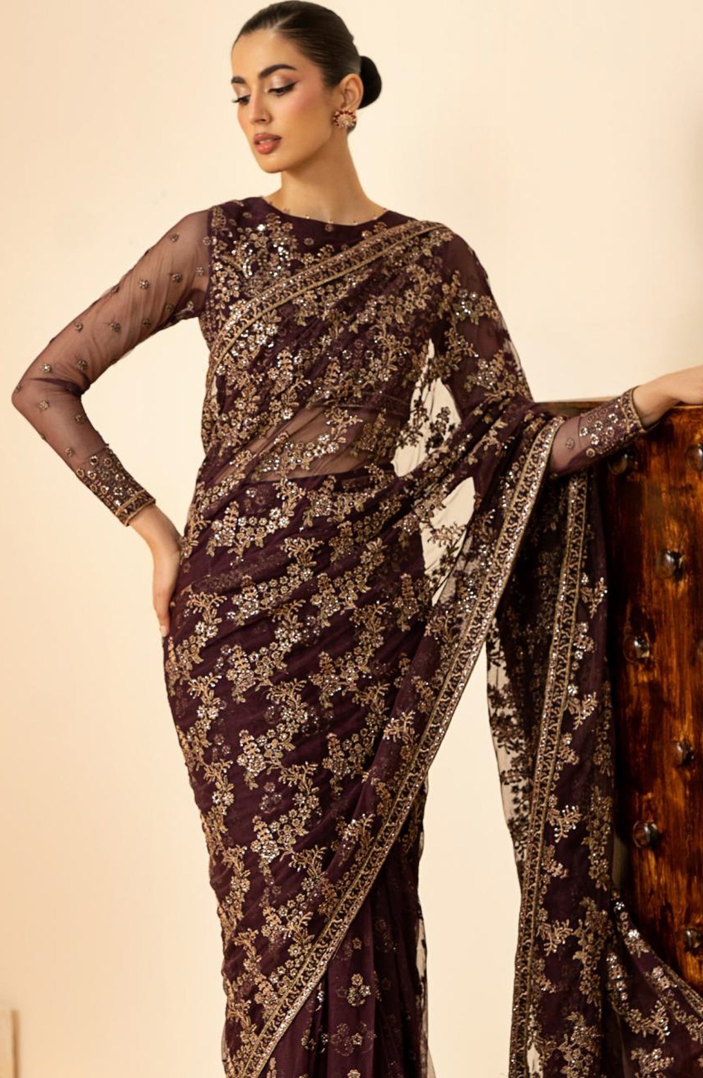 Riwayat by Zarif Embroidered Net Unstitched 3 Piece Suit - RC-07 BAZM - ZRF26RWT - Purple - Festive Collection