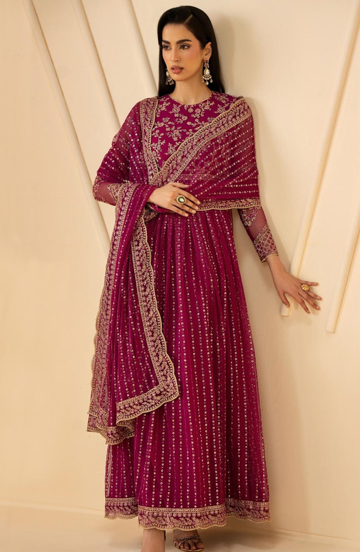 Riwayat by Zarif Embroidered Net Unstitched 3 Piece Suit - RC-05 SADAA - ZRF26RWT - Pink - Festive Collection