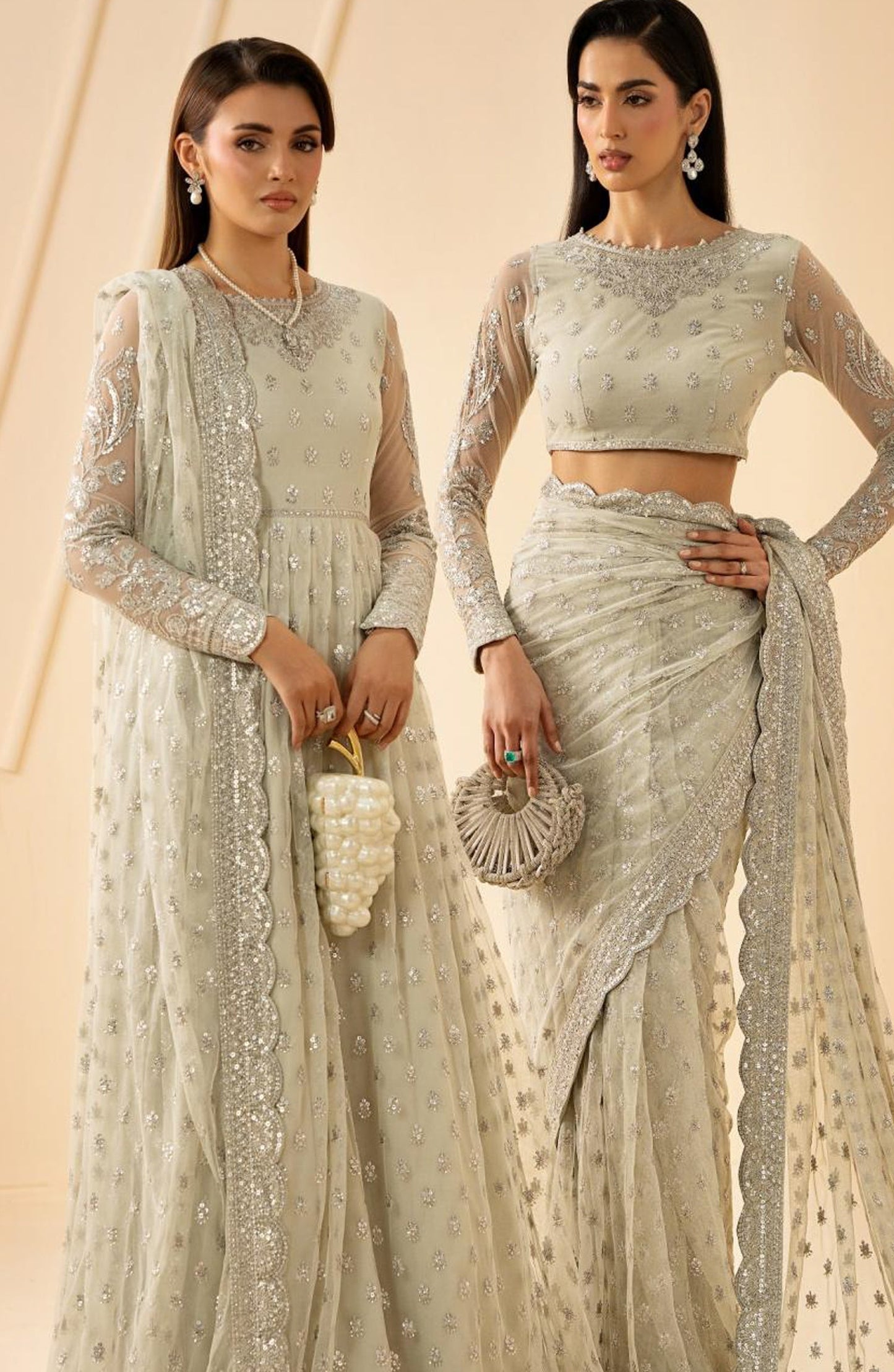 Riwayat by Zarif Embroidered Net Unstitched 3 Piece Suit - RC-01 ATASH - ZRF26RWT - Green - Festive Collection