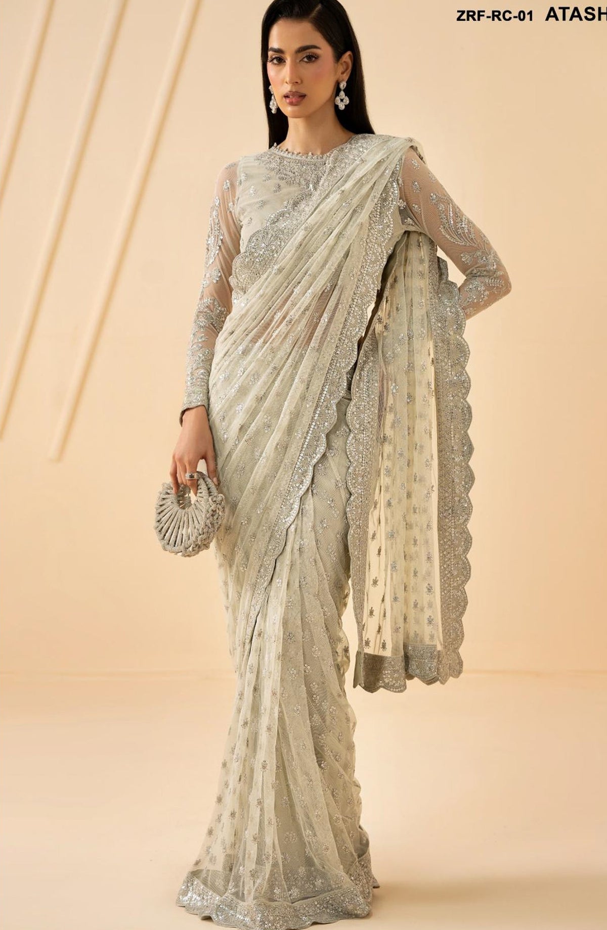 Riwayat by Zarif Embroidered Net Unstitched 3 Piece Suit - RC-01 ATASH - ZRF26RWT - Green - Festive Collection