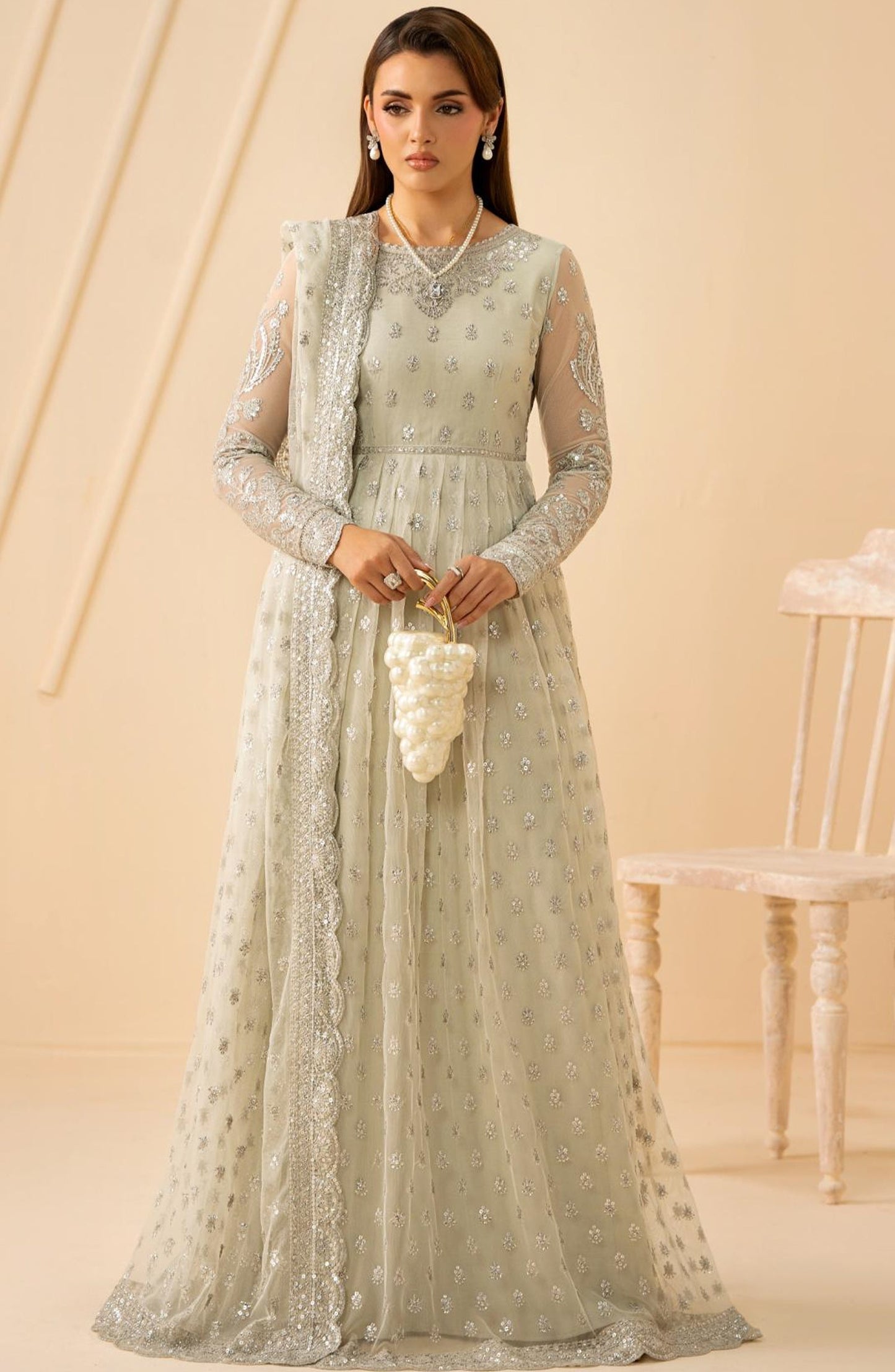 Riwayat by Zarif Embroidered Net Unstitched 3 Piece Suit - RC-01 ATASH - ZRF26RWT - Green - Festive Collection