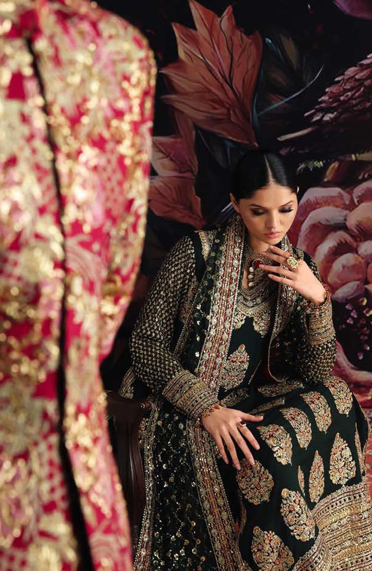 Roheenaz Royale Eternel Embroidered Chiffon Unstitched 3 Piece Suit - 102 Crown Jewel - RH26RYL - Green - Festive Collection