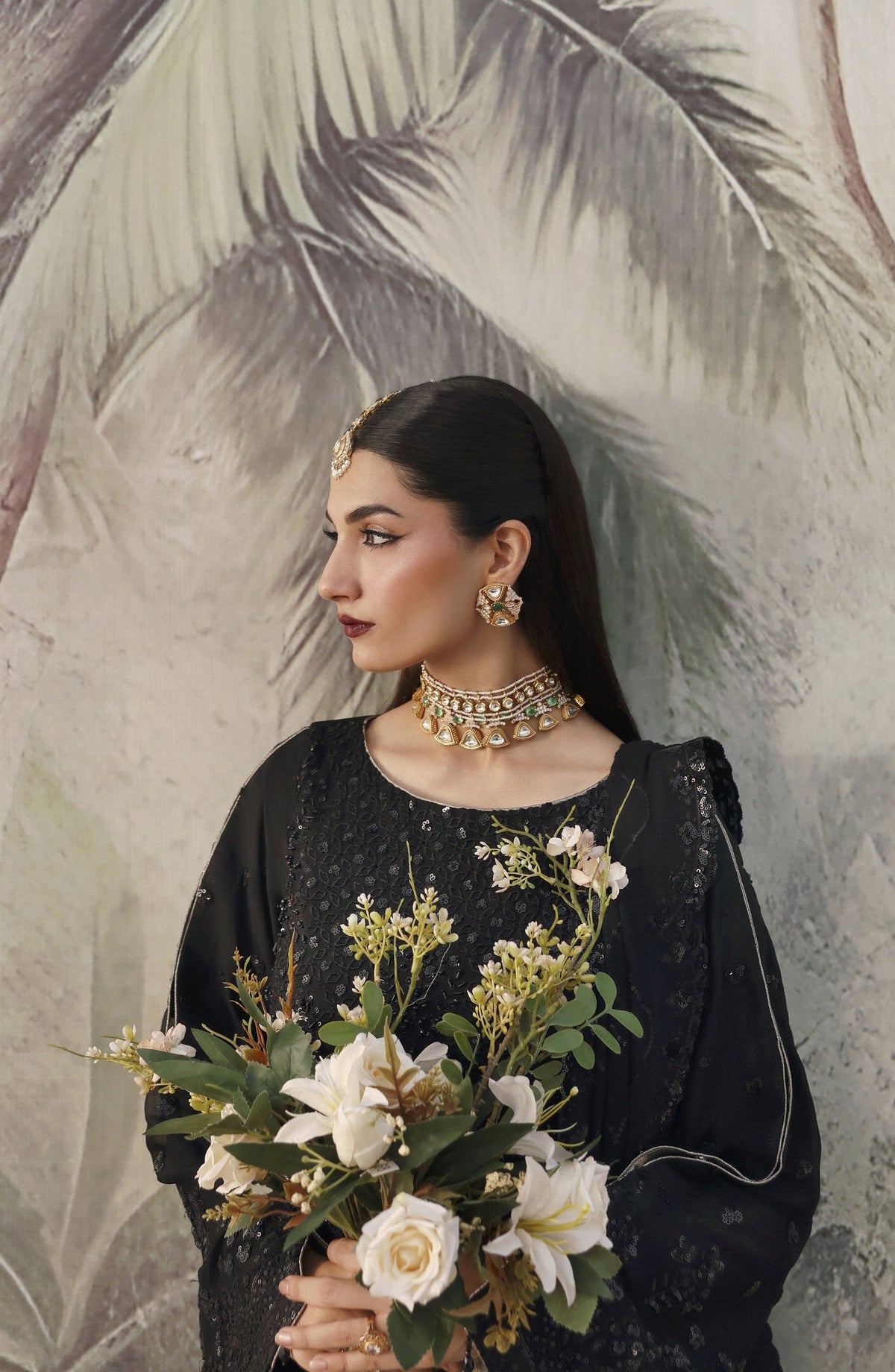 Romansiyyah by Emaan Adeel Luxury Embroidered Chiffon Unstitched 3 Piece Suit - ZAREENAH - ED25RMN - Black - Formals Collection