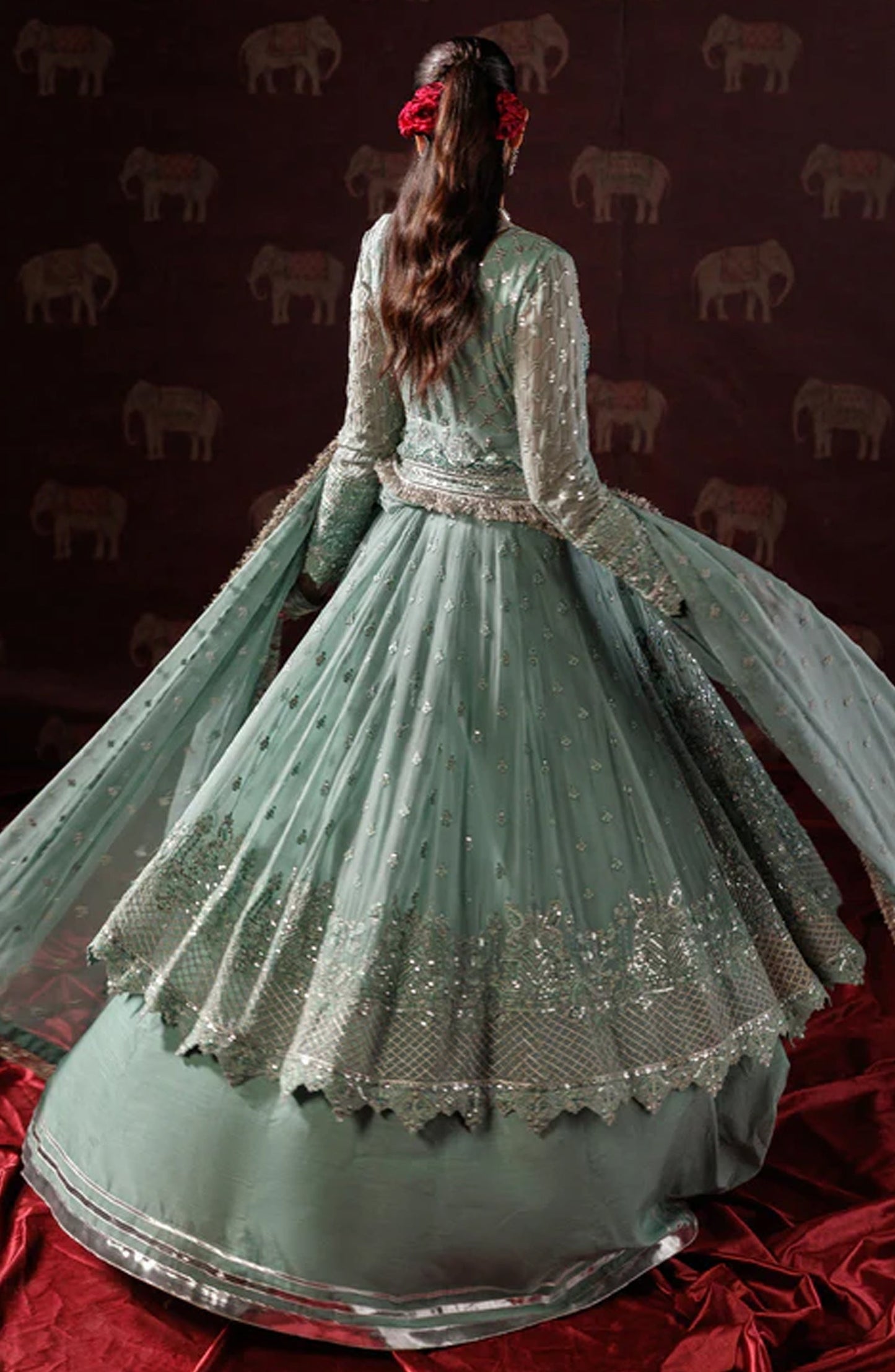 Saad Shaikh x Meeral Panache Luxury Embroidered Chiffon Unstitched 3 Piece Suit - D-08 - SSH25PN - Blue - Formals Collection
