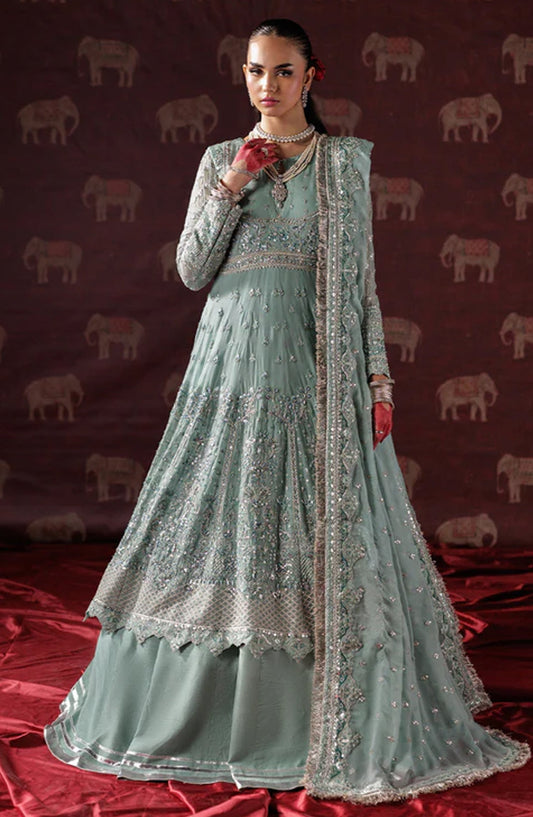 Saad Shaikh x Meeral Panache Luxury Embroidered Chiffon Unstitched 3 Piece Suit - D-08 - SSH25PN - Blue - Formals Collection