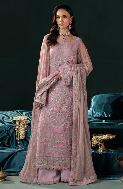 Saad Shaikh x Meeral Panache Luxury Embroidered Chiffon Unstitched 3 Piece Suit - D-07 - SSH25PN - Pink - Formals Collection