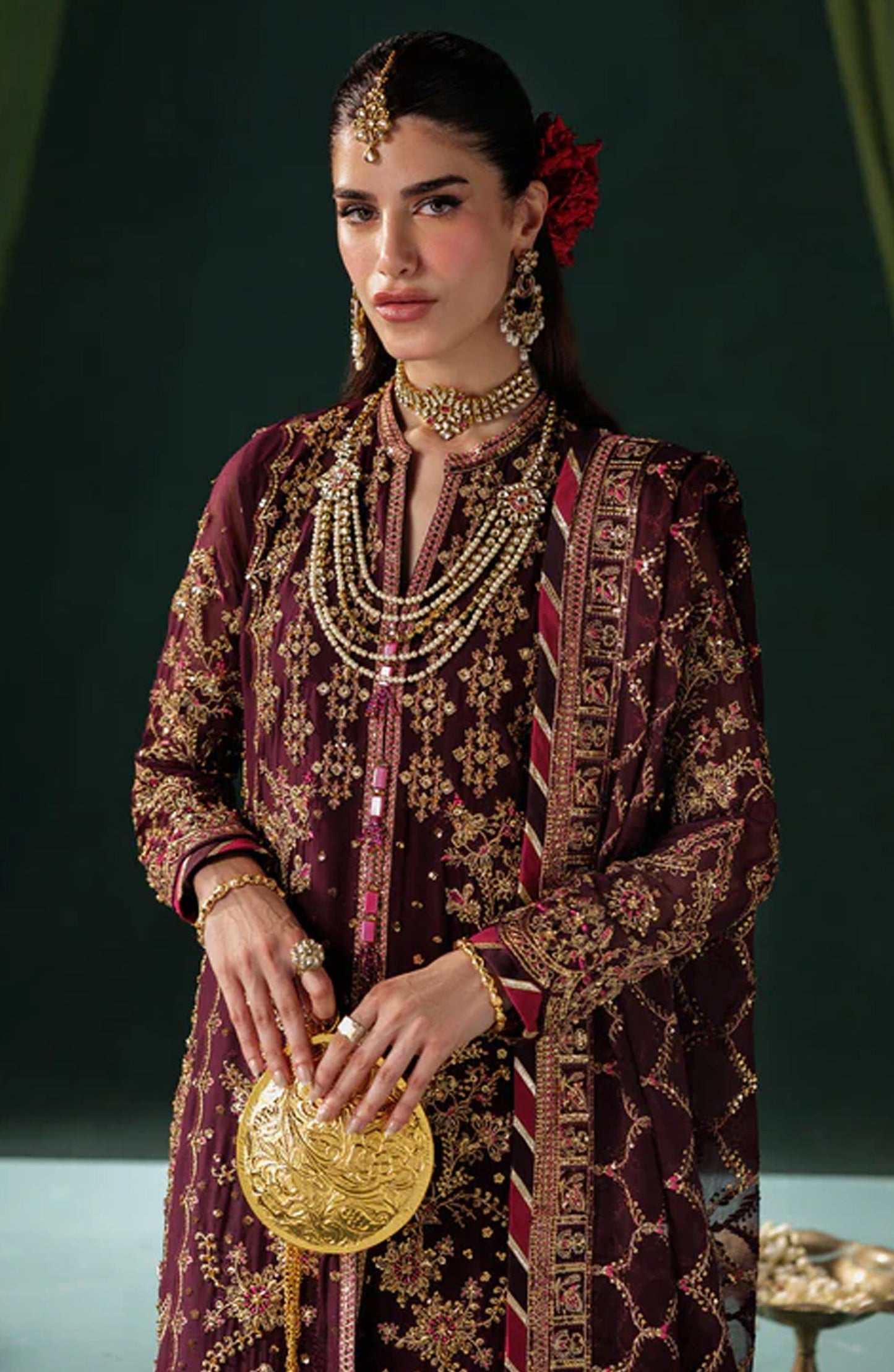 Saad Shaikh x Meeral Panache Luxury Embroidered Chiffon Unstitched 3 Piece Suit - D-06 - SSH25PN - Purple - Formals Collection