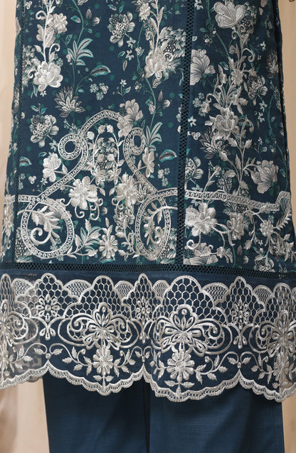 Sadabahar Embroidered Khaddar Stitched 3 Piece Suit - D-01 - SBD26LMT - Teal - Winter Collection