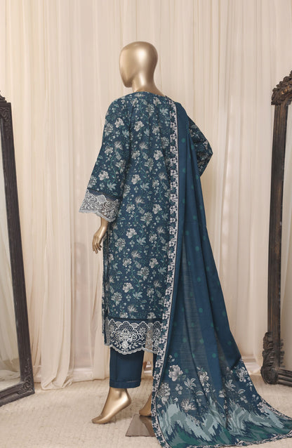 Sadabahar Embroidered Khaddar Stitched 3 Piece Suit - D-01 - SBD26LMT - Teal - Winter Collection