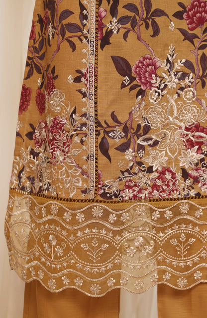 Sadabahar Embroidered Khaddar Stitched 3 Piece Suit - D-05 - SBD26LMT - Mustard - Winter Collection