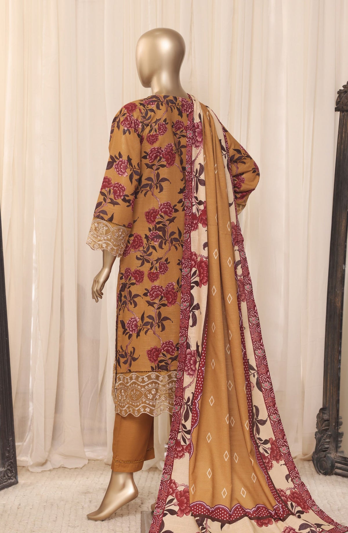 Sadabahar Embroidered Khaddar Stitched 3 Piece Suit - D-05 - SBD26LMT - Mustard - Winter Collection