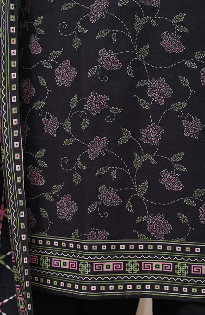 Sadabahar Printed Khaddar Stitched 3 Piece Suit - D-02 - SBD26KFV - Black - Winter Collection