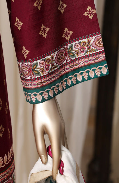 Sadabahar Printed Khaddar Stitched 3 Piece Suit - D-02 - SBD26RPN - Red - Winter Collection