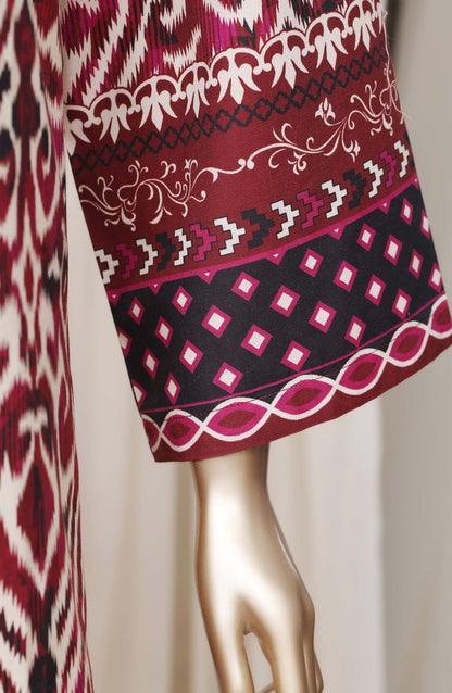 Sadabahar Printed Khaddar Stitched 3 Piece Suit - D-04 - SBD26KFV - Red - Winter Collection