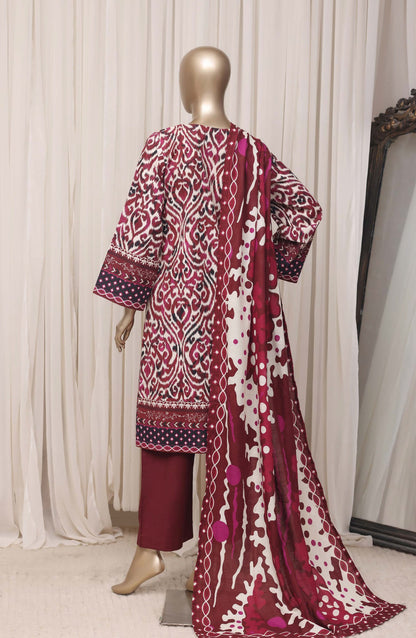 Sadabahar Printed Khaddar Stitched 3 Piece Suit - D-04 - SBD26KFV - Red - Winter Collection