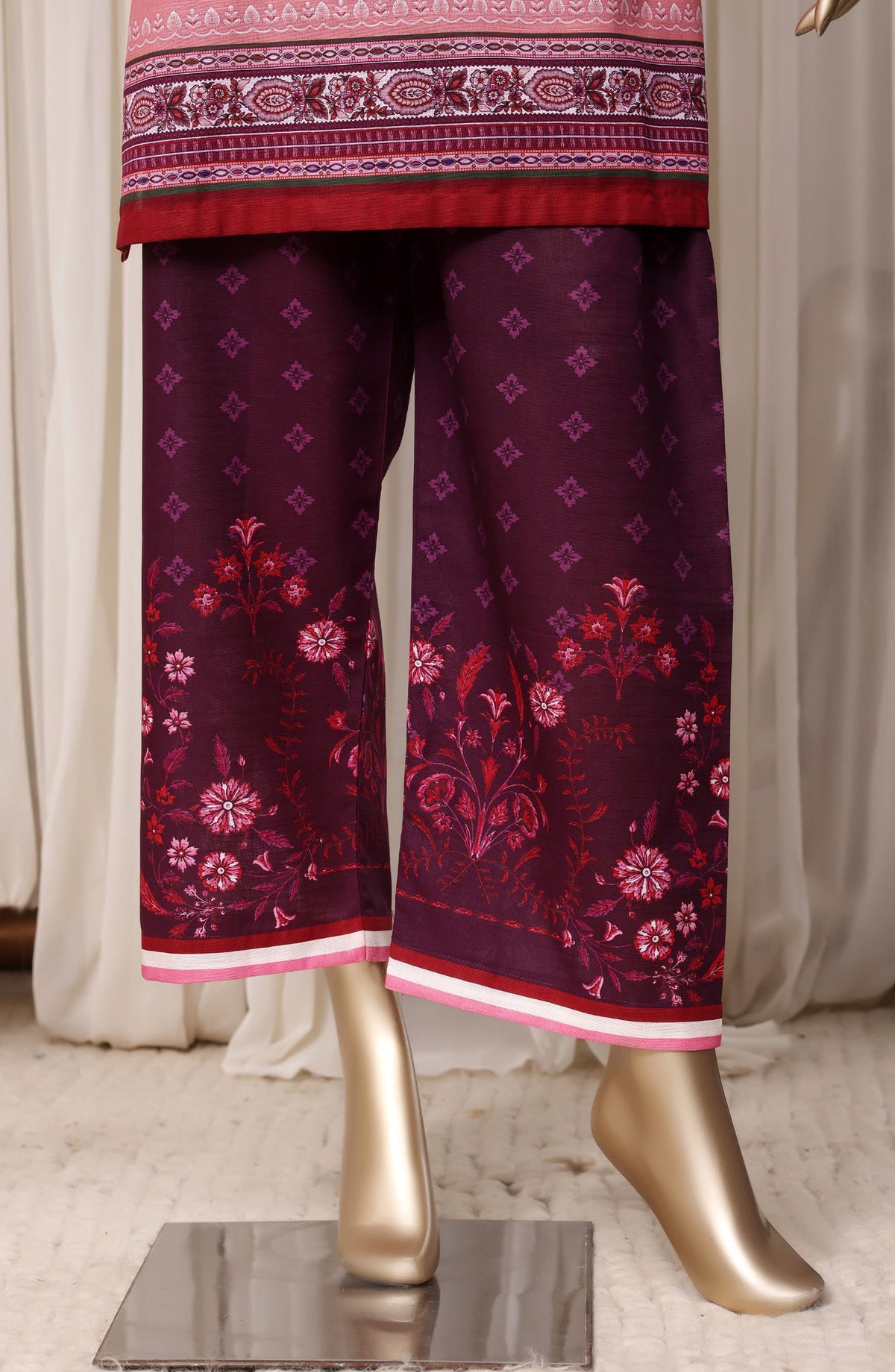 Sadabahar Printed Khaddar Stitched 3 Piece Suit - D-04 - SBD26RPN - Pink - Winter Collection
