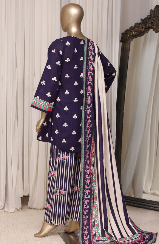 Sadabahar Printed Khaddar Stitched 3 Piece Suit - D-05 - SBD26RPN - Blue - Winter Collection