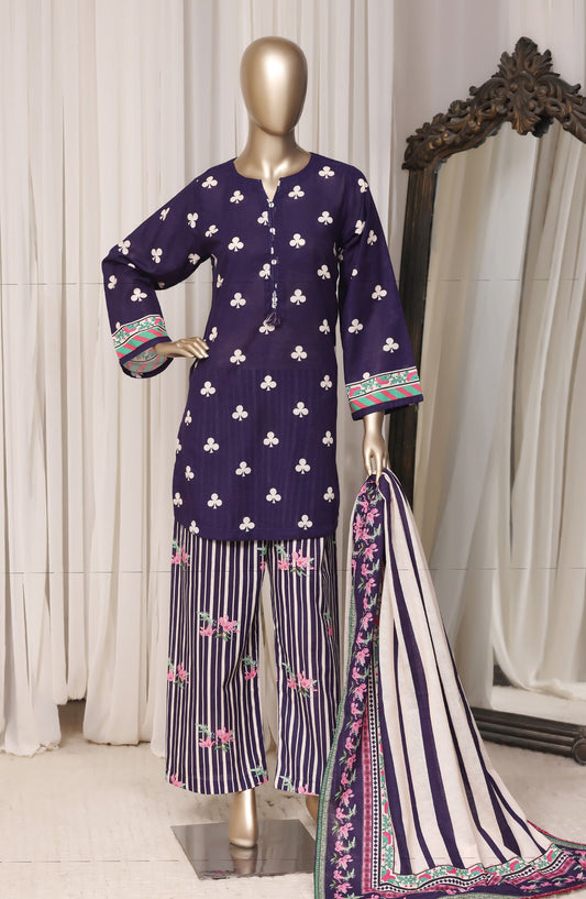 Sadabahar Printed Khaddar Stitched 3 Piece Suit - D-05 - SBD26RPN - Blue - Winter Collection