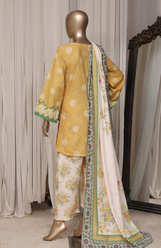 Sadabahar Printed Khaddar Stitched 3 Piece Suit - D-09 - SBD26RPN - Yellow - Winter Collection