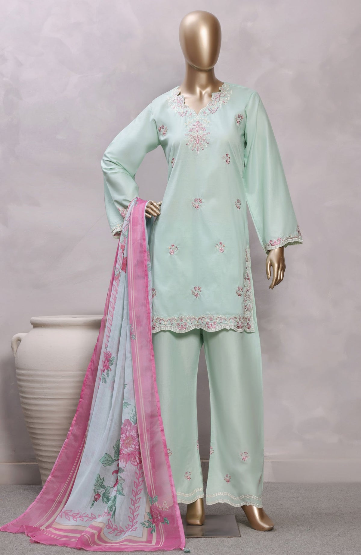 Sadabahar Eclair Embroidered Lawn Stitched 3 Piece Suit - D-04 - SBD26CTR - Sea Green - Summer Collection