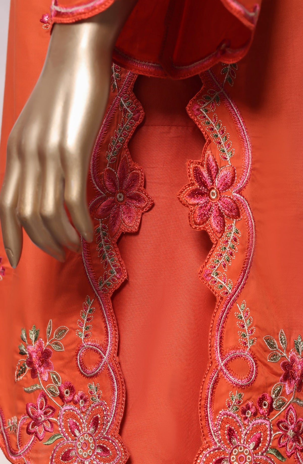 Sadabahar Eclair Embroidered Lawn Stitched 3 Piece Suit - D-03 - SBD26CTR - Orange - Summer Collection