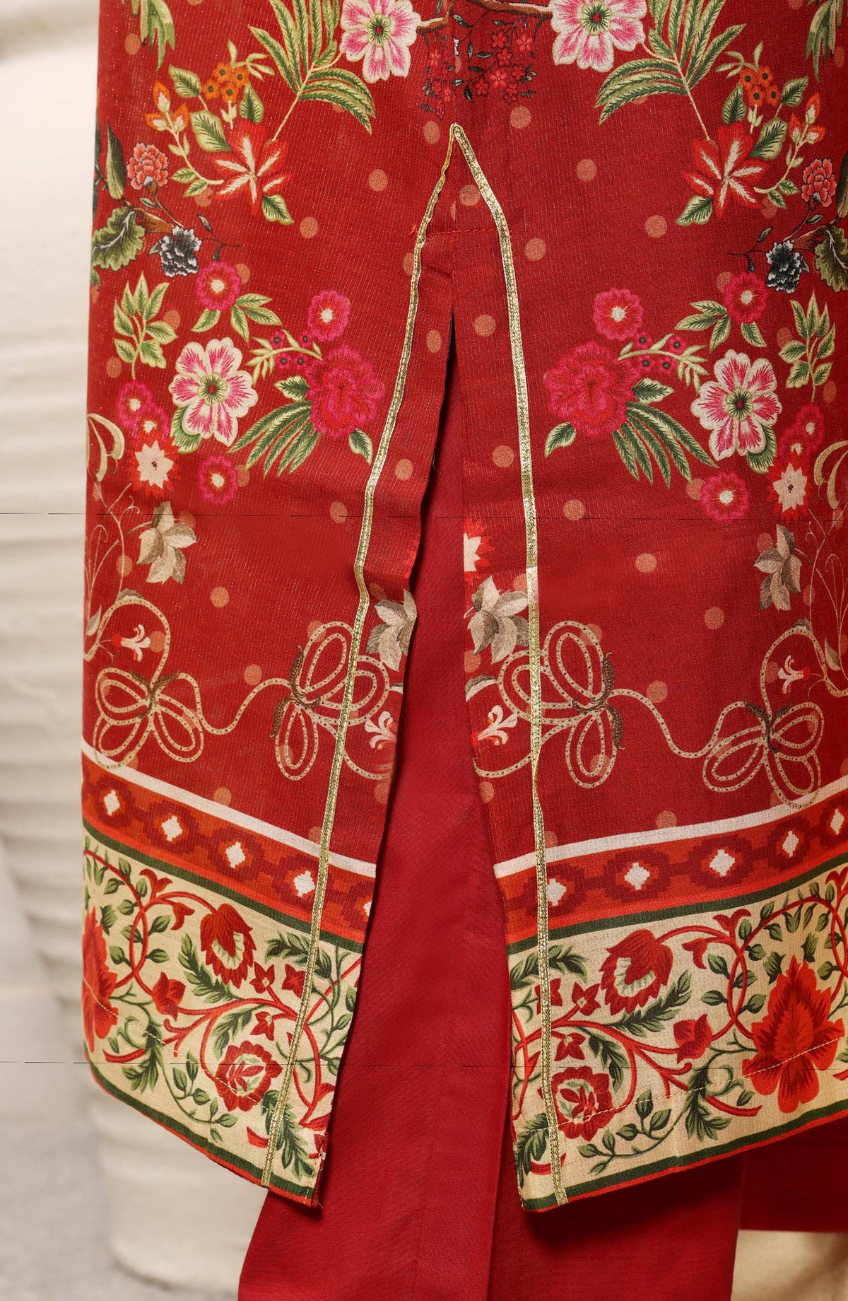 Sadabahar Printed Chamti Cotton Stitched Kaftan 3 Piece Suit - D-10 - SBD26TRF - Orange - Summer Collection