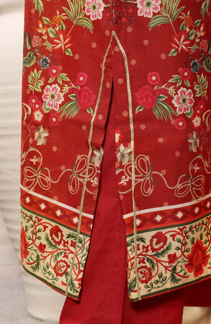 Sadabahar Printed Chamti Cotton Stitched Kaftan 3 Piece Suit - D-10 - SBD26TRF - Orange - Summer Collection
