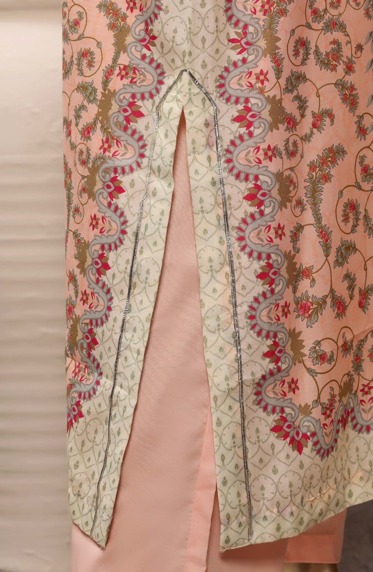 Sadabahar Printed Chamti Cotton Stitched Kaftan 3 Piece Suit - D-09 - SBD26TRF - Peach - Summer Collection
