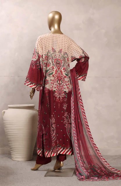 Sadabahar Printed Chamti Cotton Stitched Kaftan 3 Piece Suit - D-06 - SBD26TRF - Cream/Red - Summer Collection