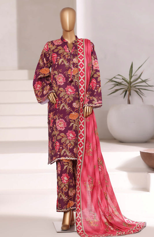 Sadabahar Embroidered Khaddar Stitched 3 Piece Suit - Design-04 - SBD25KFE - Purple - Winter Collection