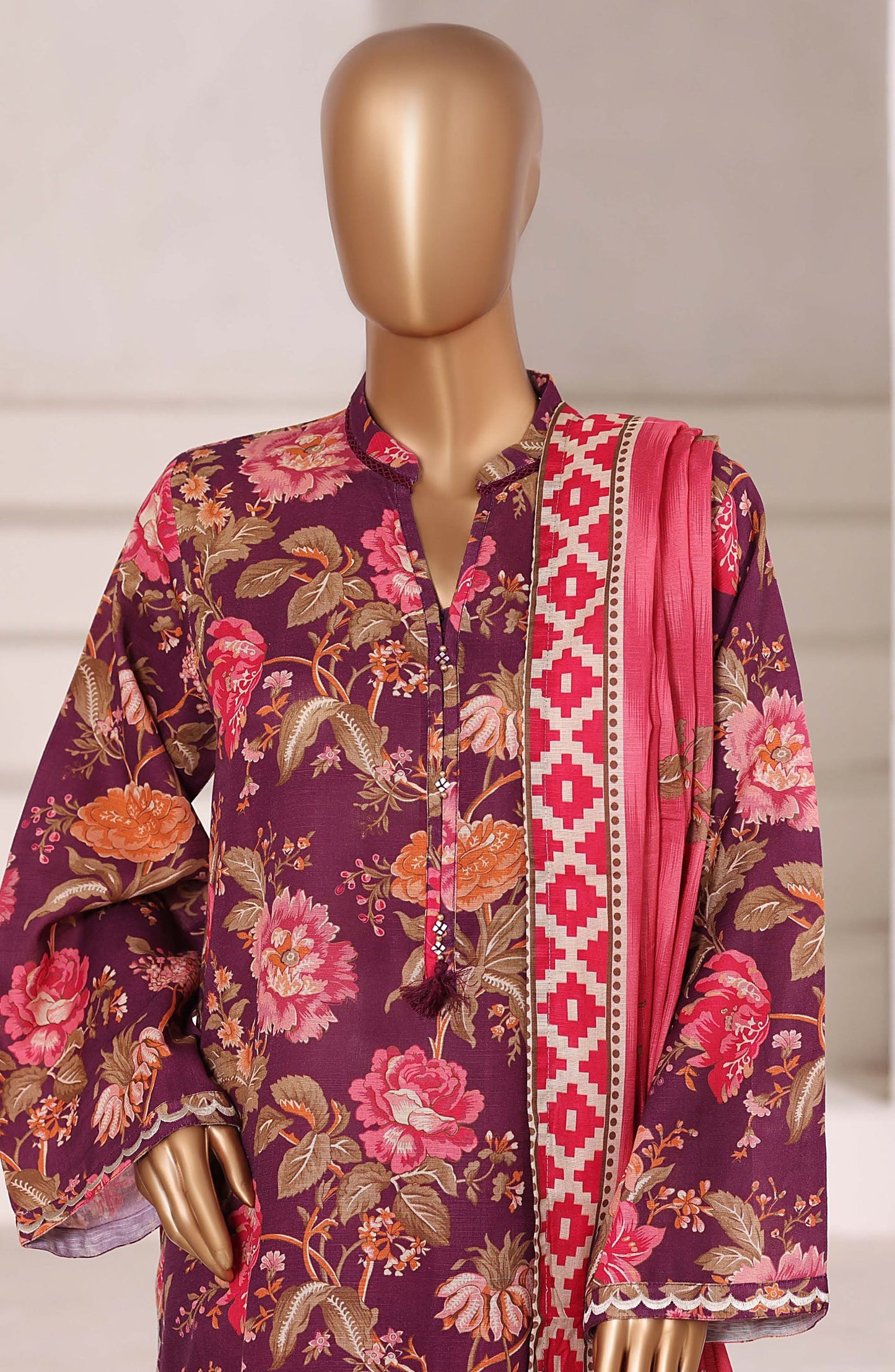 Sadabahar Embroidered Khaddar Stitched 3 Piece Suit - Design-04 - SBD25KFE - Purple - Winter Collection