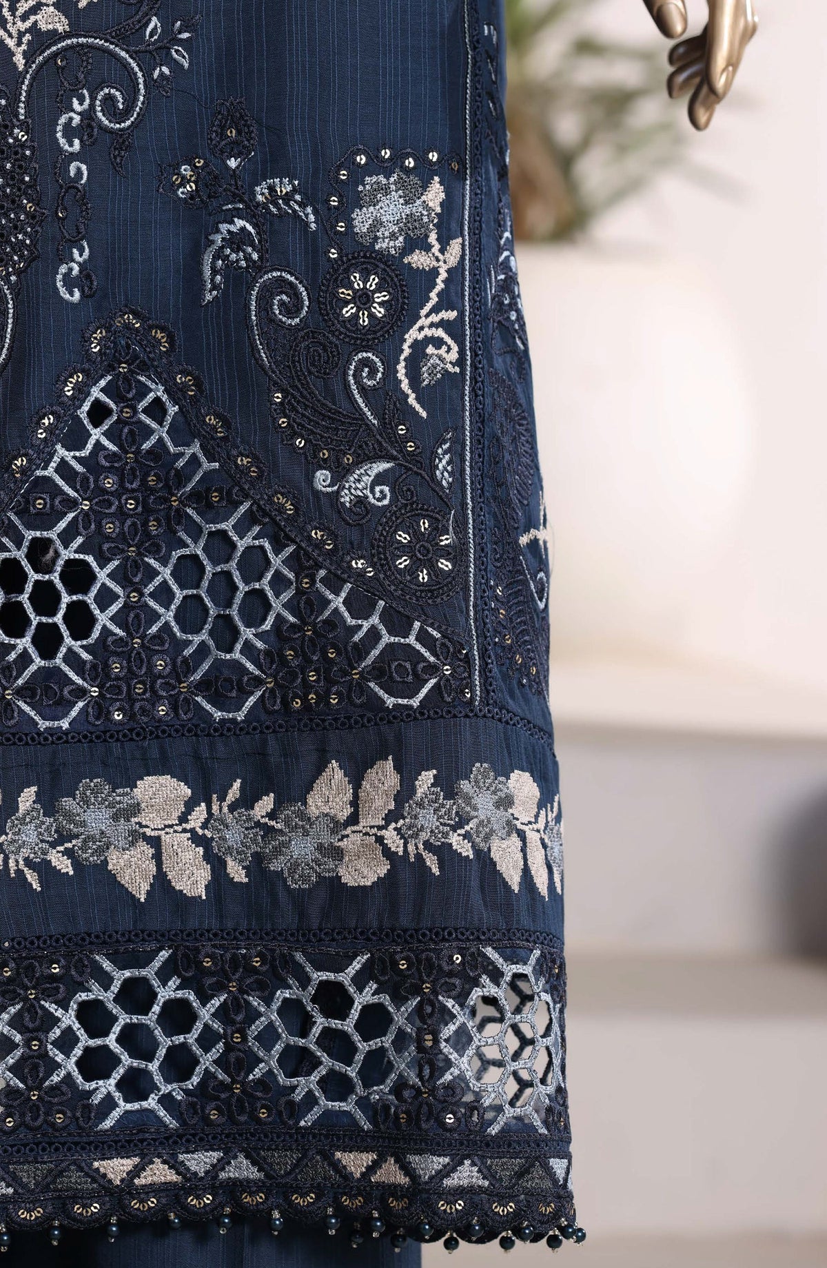Sadabahar Luxury Embroidered Formal Stitched 3 Piece Suit - D-03 - SBD26XFS - Blue - Festive Collection
