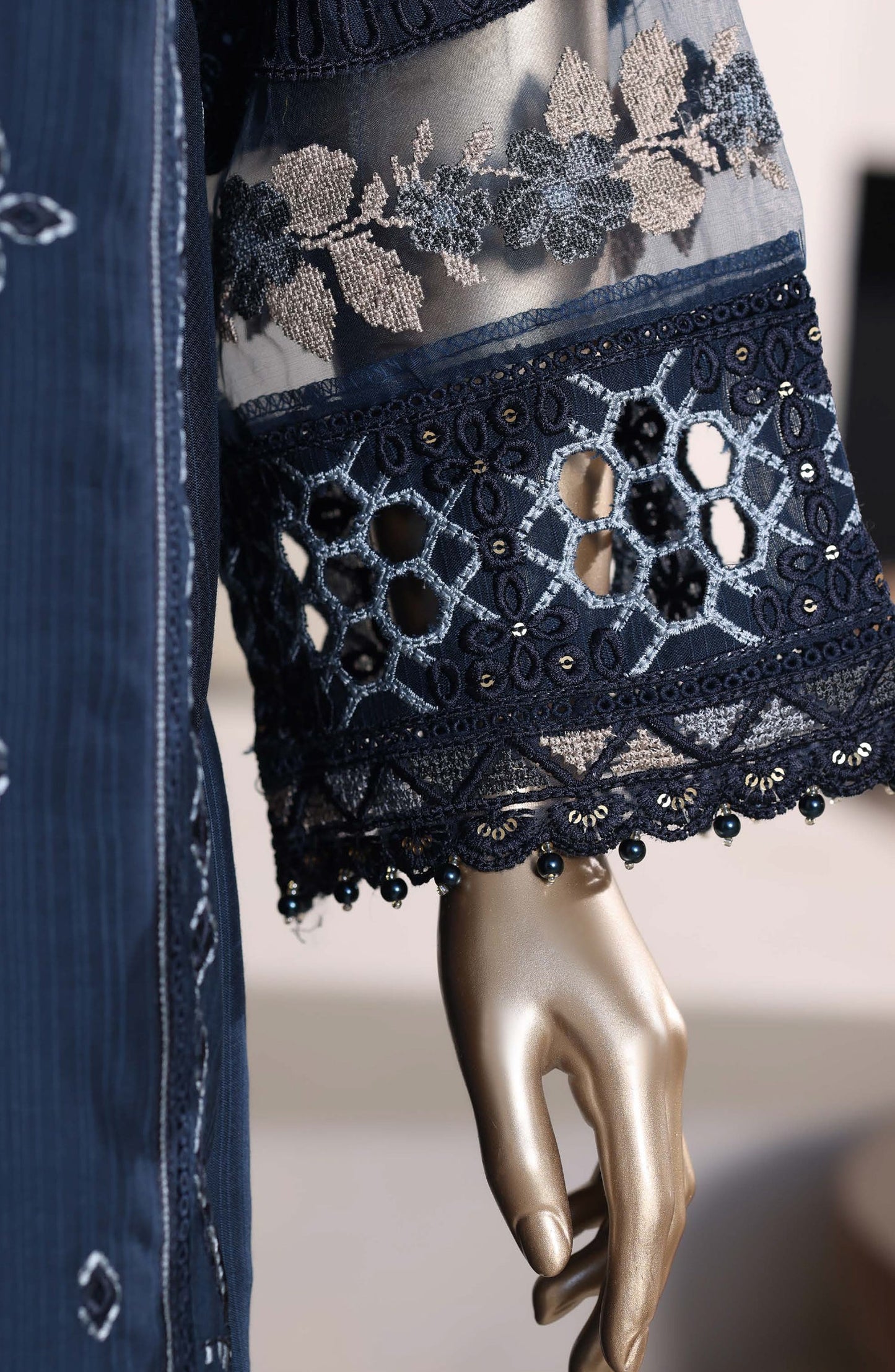 Sadabahar Luxury Embroidered Formal Stitched 3 Piece Suit - D-03 - SBD26XFS - Blue - Festive Collection