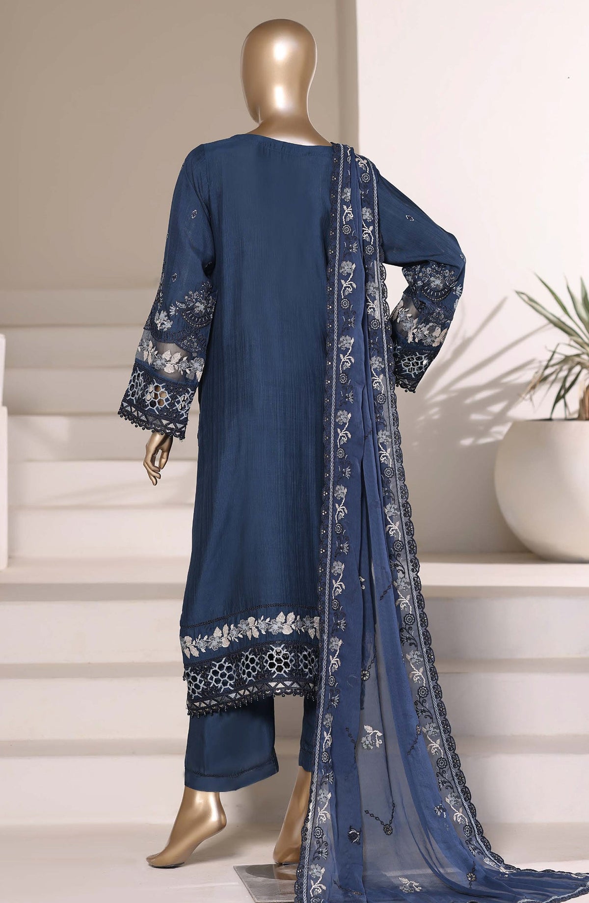 Sadabahar Luxury Embroidered Formal Stitched 3 Piece Suit - D-03 - SBD26XFS - Blue - Festive Collection