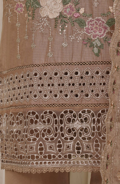 Sadabahar Luxury Embroidered Cotton Stitched 3 Piece Suit - D-12 - SBD26EGT - Beige - Festive Collection