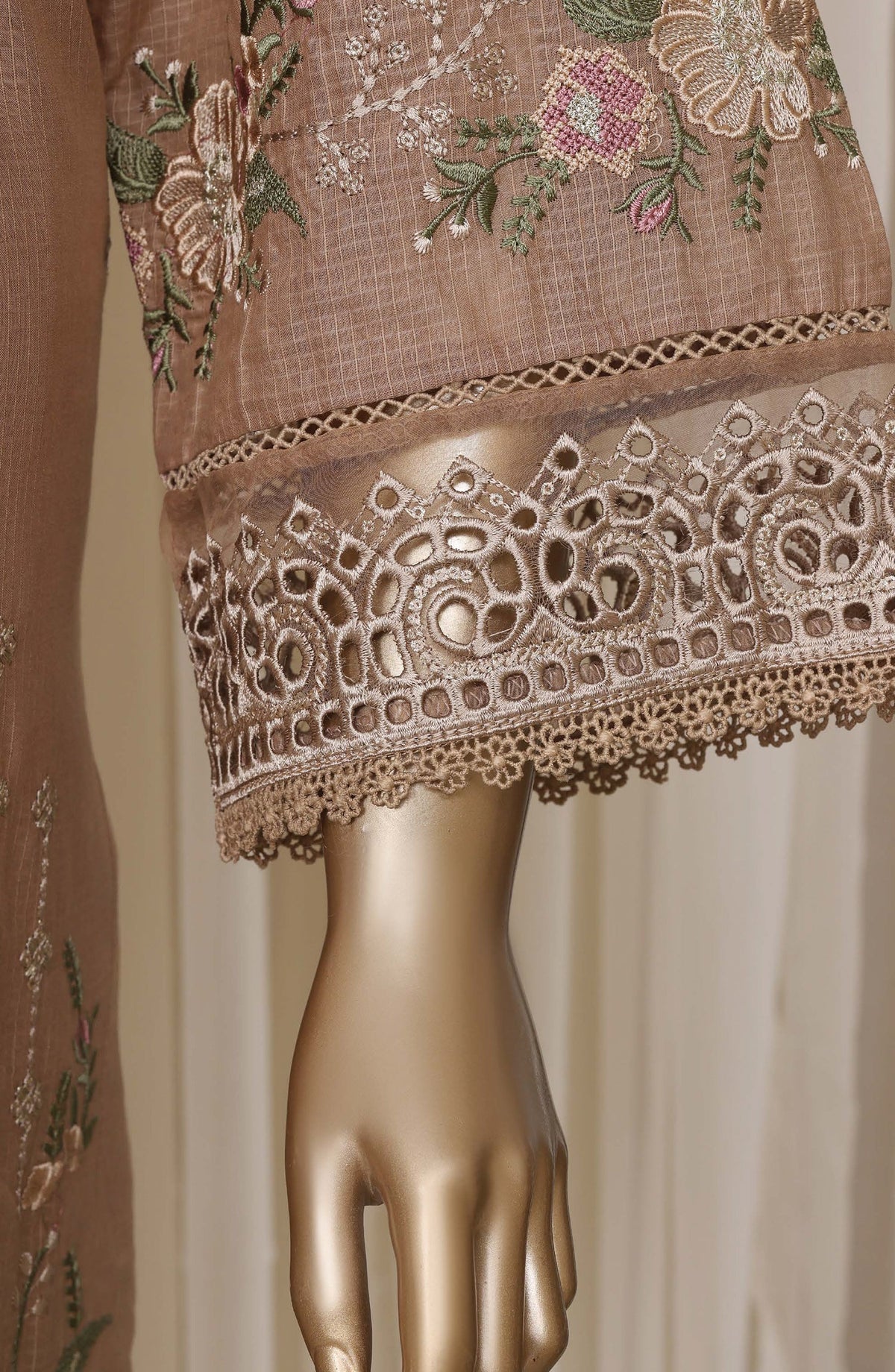 Sadabahar Luxury Embroidered Cotton Stitched 3 Piece Suit - D-12 - SBD26EGT - Beige - Festive Collection