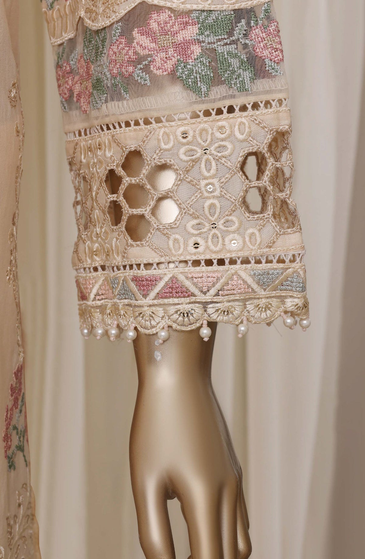 Sadabahar Luxury Embroidered Cotton Stitched 3 Piece Suit - D-01 - SBD26EGT - Fawn - Festive Collection