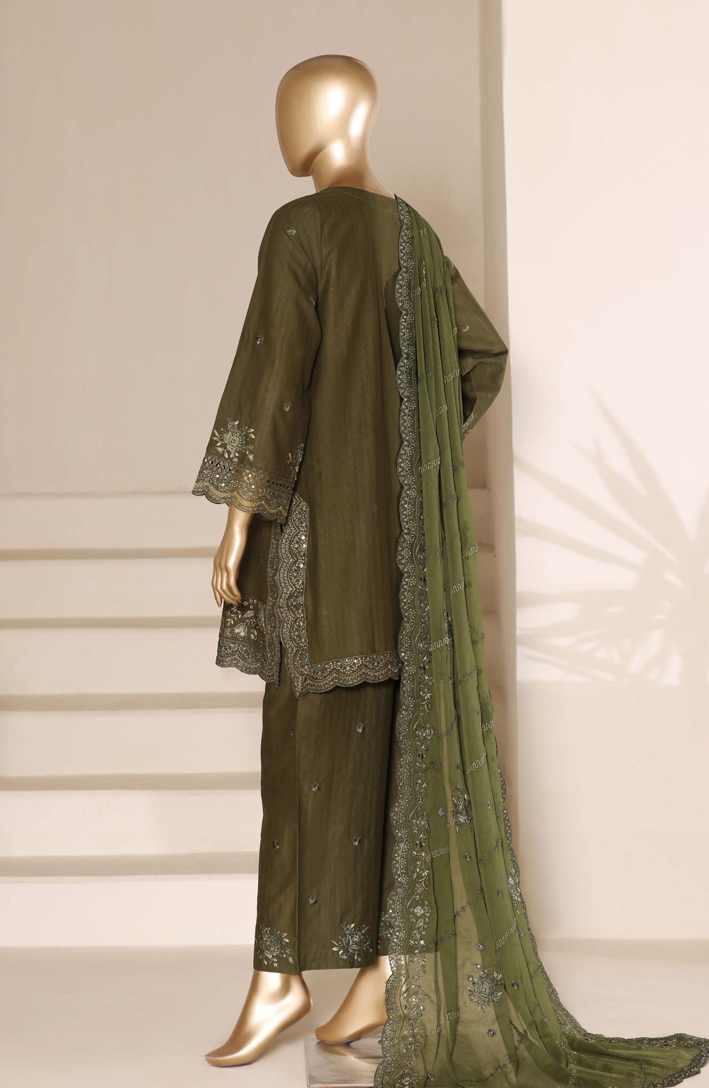 Sadabahar Embroidered Lawn Stitched 3 Piece Suit - Design-03 - SBD26SLB - Green - Luxury Collection