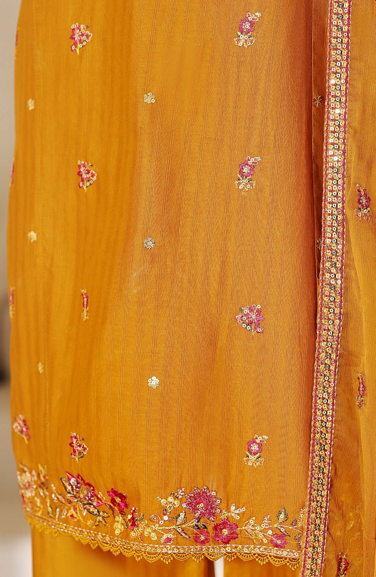 Sadabahar Embroidered Lawn Stitched 3 Piece Suit - Design-01 - SBD26SLB - Yellow - Luxury Collection
