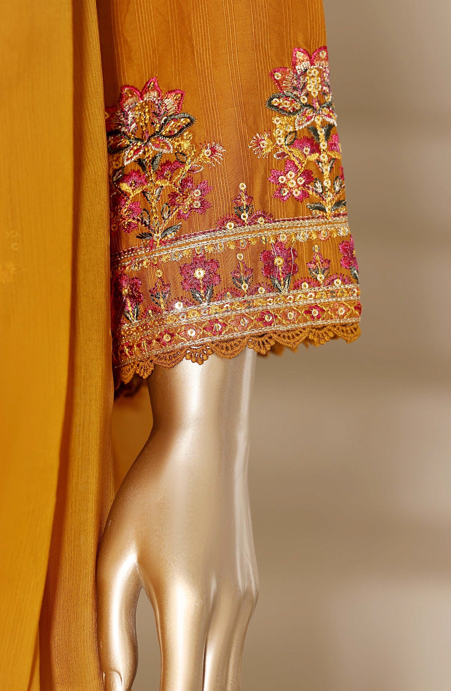 Sadabahar Embroidered Lawn Stitched 3 Piece Suit - Design-01 - SBD26SLB - Yellow - Luxury Collection