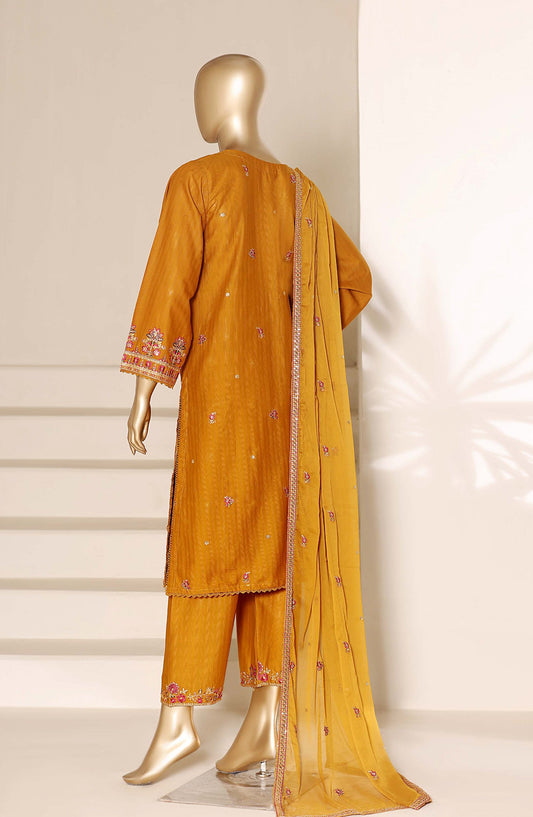 Sadabahar Embroidered Lawn Stitched 3 Piece Suit - Design-01 - SBD26SLB - Yellow - Luxury Collection