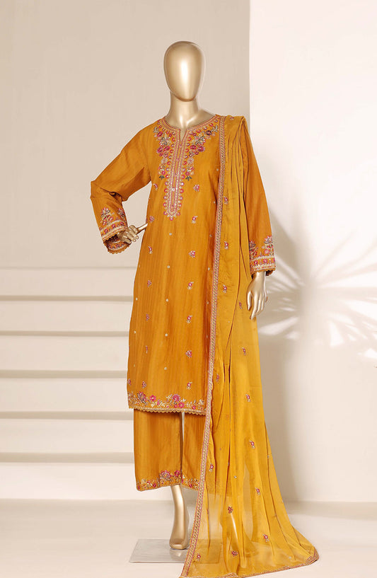 Sadabahar Embroidered Lawn Stitched 3 Piece Suit - Design-01 - SBD26SLB - Yellow - Luxury Collection