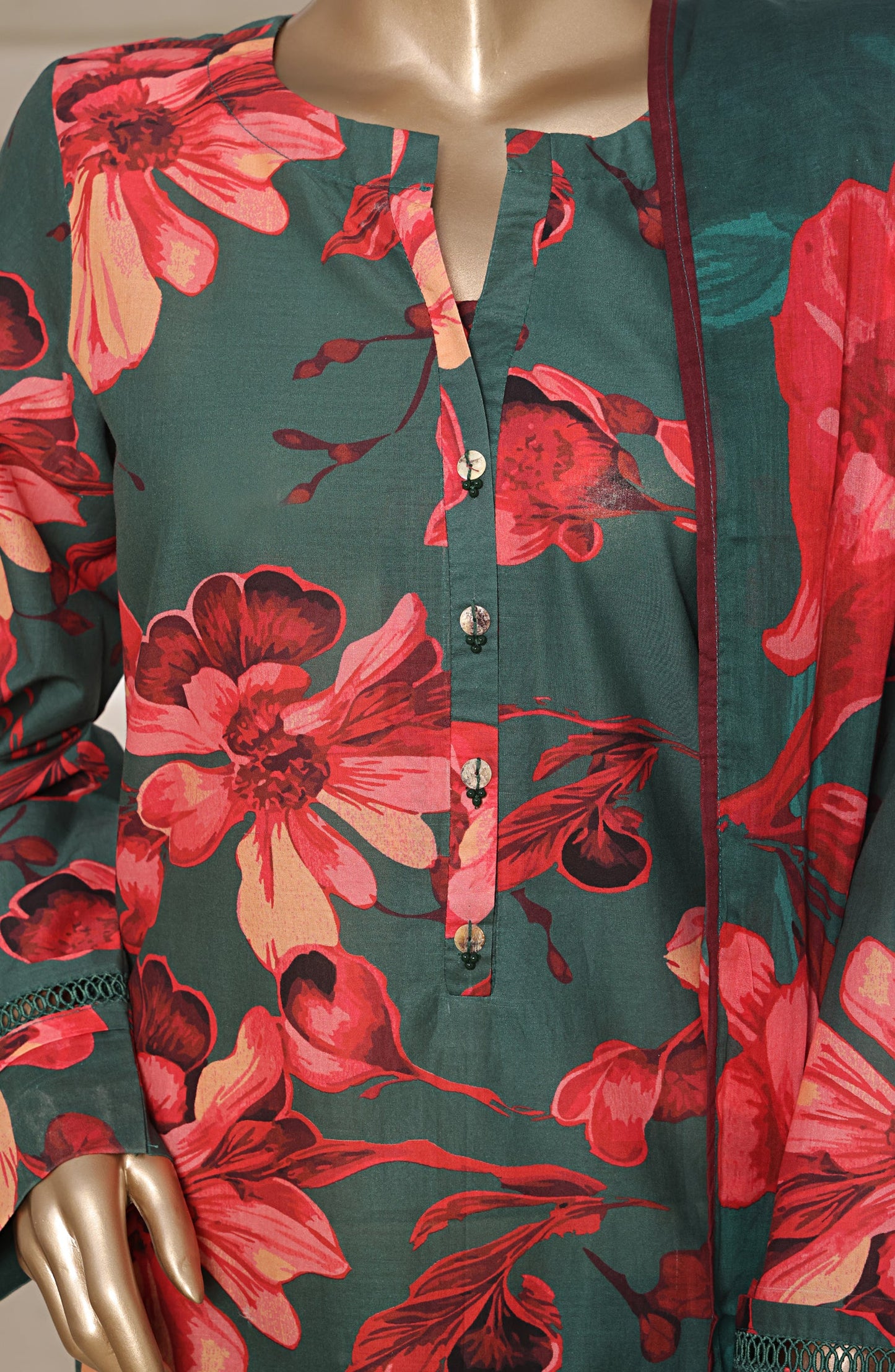 Sadabahar Printed Cotton Lawn Stitched 3 Piece Suit - Design-07 - SBD25PRN - Green - Summer Collection