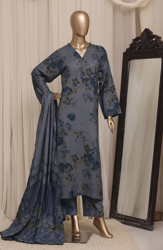 Sadabahar Printed Dhanak Stitched 3 Piece Suit - D-06 - SBD26DNK - Blue - Winter Collection