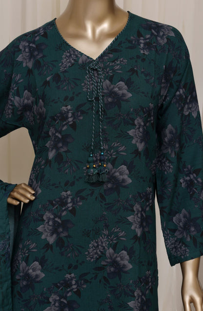 Sadabahar Printed Dhanak Stitched 3 Piece Suit - D-04 - SBD26DNK - Blue - Winter Collection
