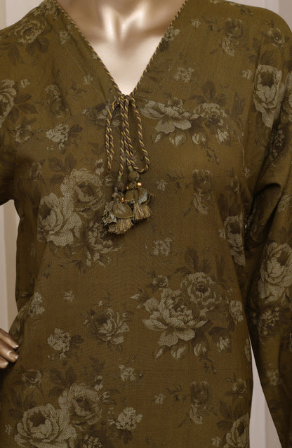 Sadabahar Printed Dhanak Stitched 3 Piece Suit - D-03 - SBD26DNK - Green - Winter Collection