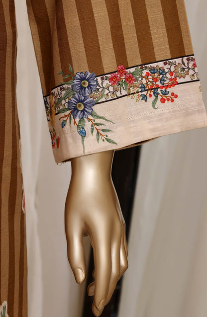 Sadabahar Printed Khaddar Stitched 3 Piece Suit - D-04 - SBD26KHD - Brown - Winter Collection