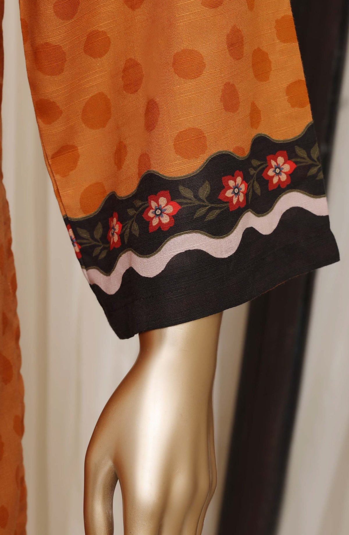 Sadabahar Printed Khaddar Stitched 3 Piece Suit - D-01 - SBD26KHD - Orange - Winter Collection