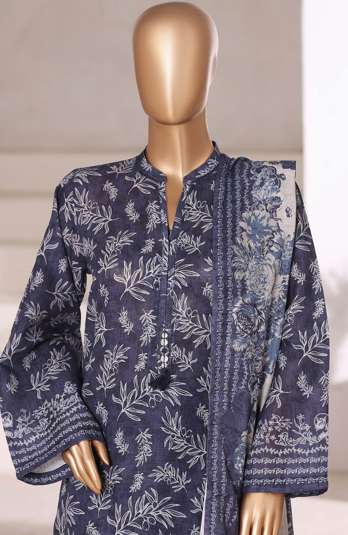 Sadabahar Printed Khaddar Stitched 3 Piece Suit - Design-10 - SBD25KHD - Blue - Winter Collection