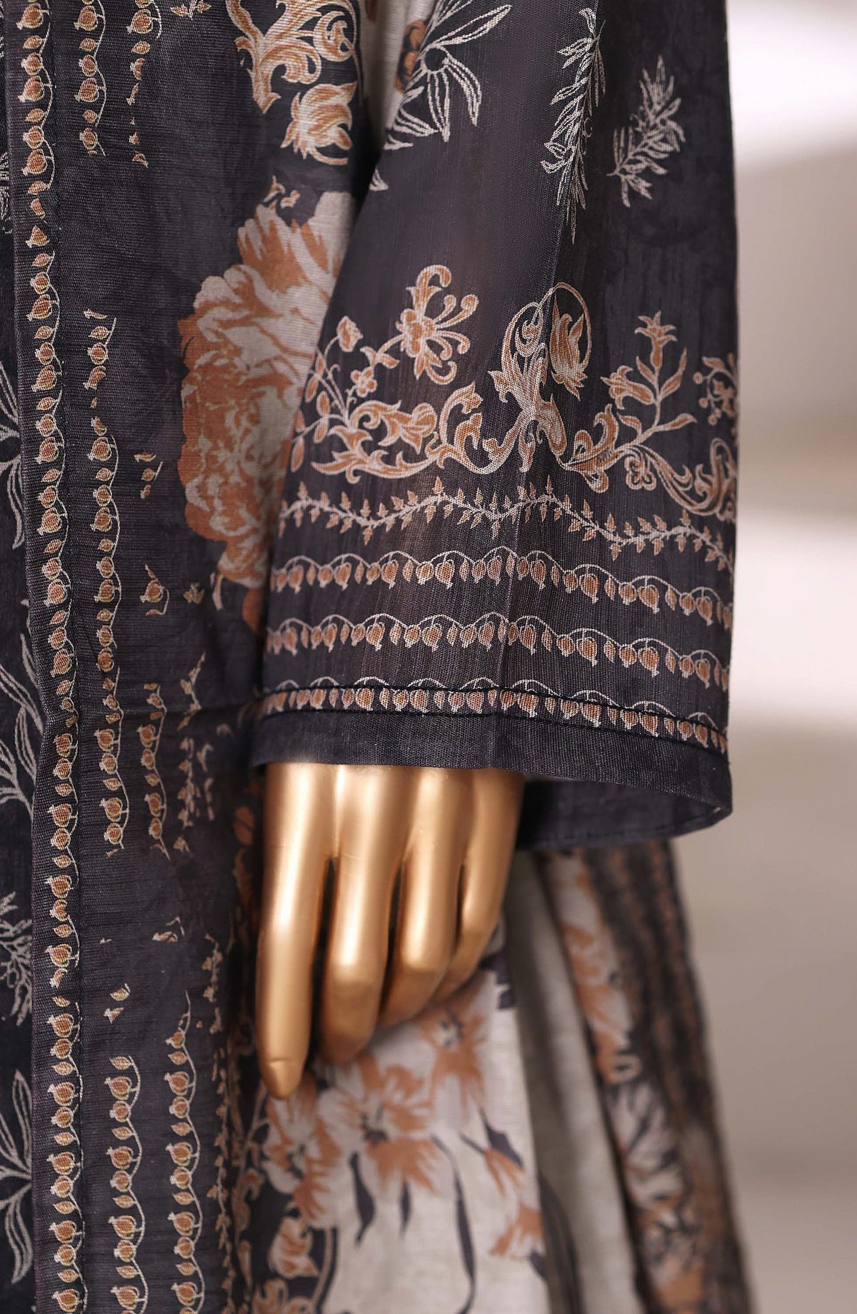 Sadabahar Printed Khaddar Stitched 3 Piece Suit - Design-04 - SBD25KHD - Black - Winter Collection
